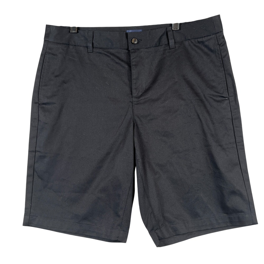 Lands End Womens 14 Black Chino Shorts 11 Inseam Classic Casual Cotton Blend